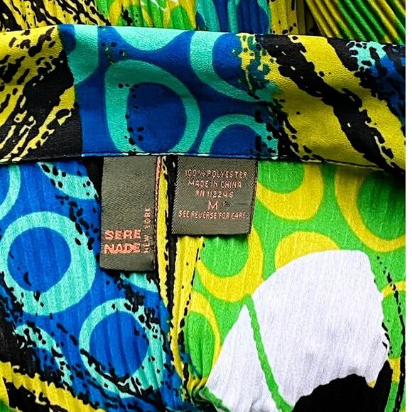 SERENADE Retro 60's 70's Psychedelic Accordion Multicolor Blouse ~ Womens MEDIUM - Picture 7 of 7